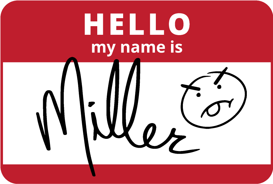 A Name Tag With A Face And A Person's Name