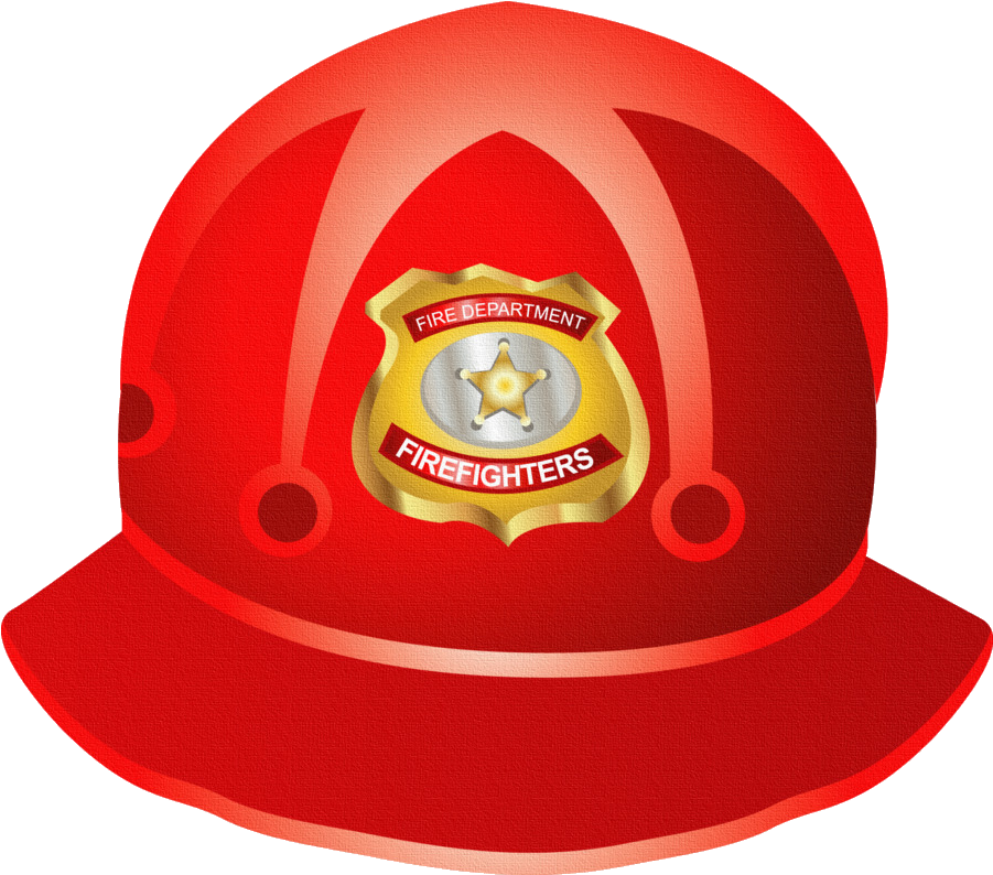 A Red Firefighter Helmet With A Gold Emblem