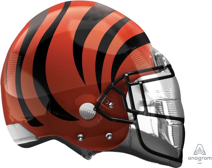 A Football Helmet With A Black And Orange Design