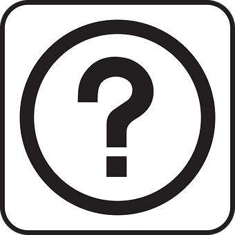 A Black And White Sign With A Question Mark In A Circle