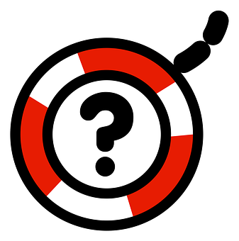 A Red And White Circle With A Question Mark In The Middle