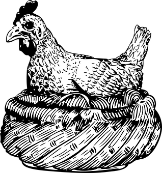 A Black And White Drawing Of A Basket