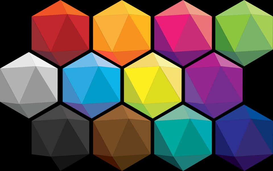 A Group Of Colorful Hexagons