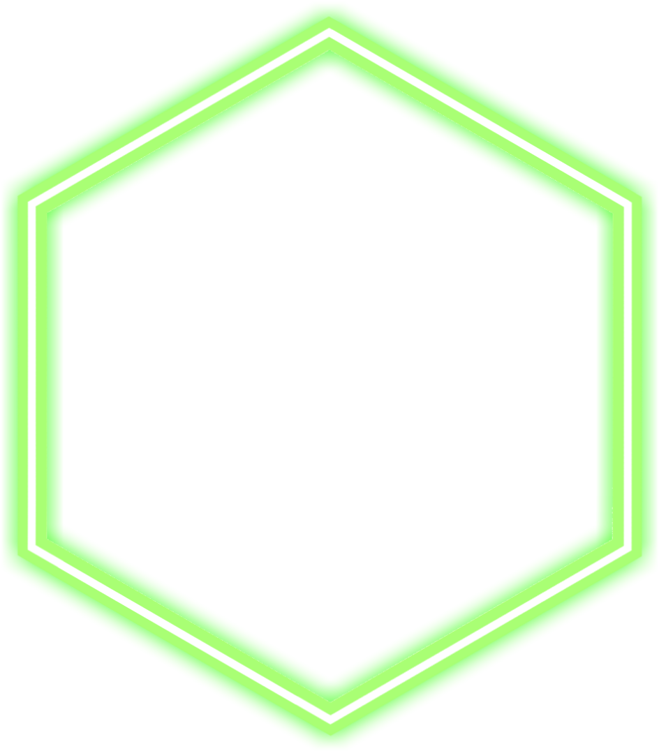 A Green Neon Hexagon On A Black Background