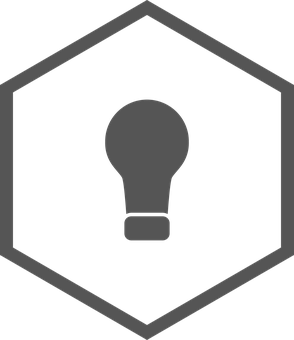 A Grey Light Bulb In A Hexagon