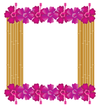 A Frame Of Flowers And Bamboo