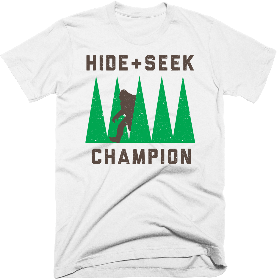 A White T-shirt With A Bigfoot And Trees