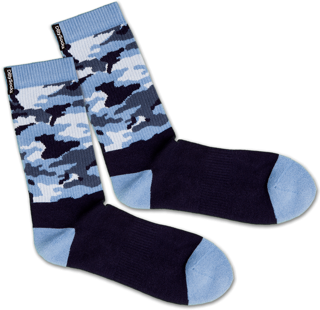 A Pair Of Blue And Black Socks