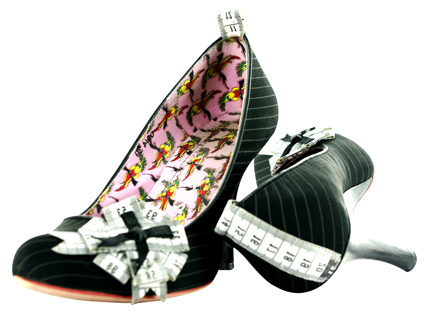 A Pair Of High Heeled Shoes With Tape Measure