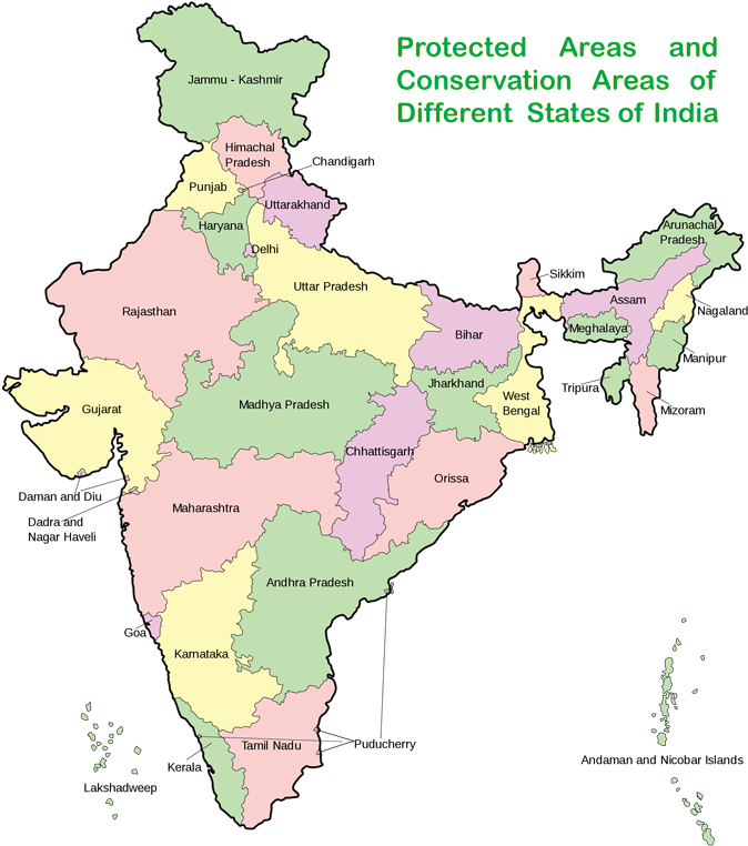 A Map Of India With Different States