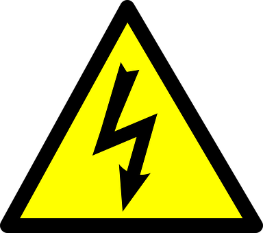 A Yellow Triangle With A Black Lightning Bolt In It