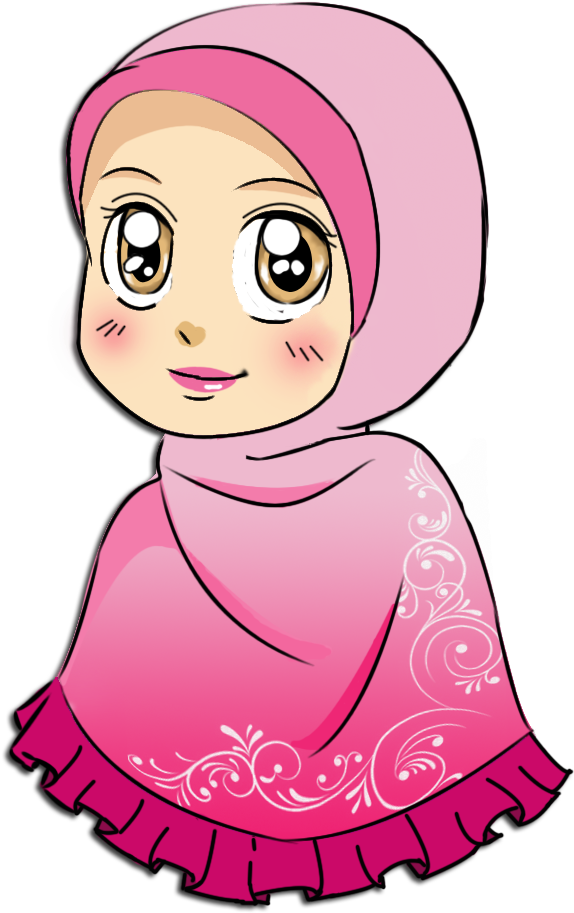 A Cartoon Of A Girl Wearing A Pink Scarf