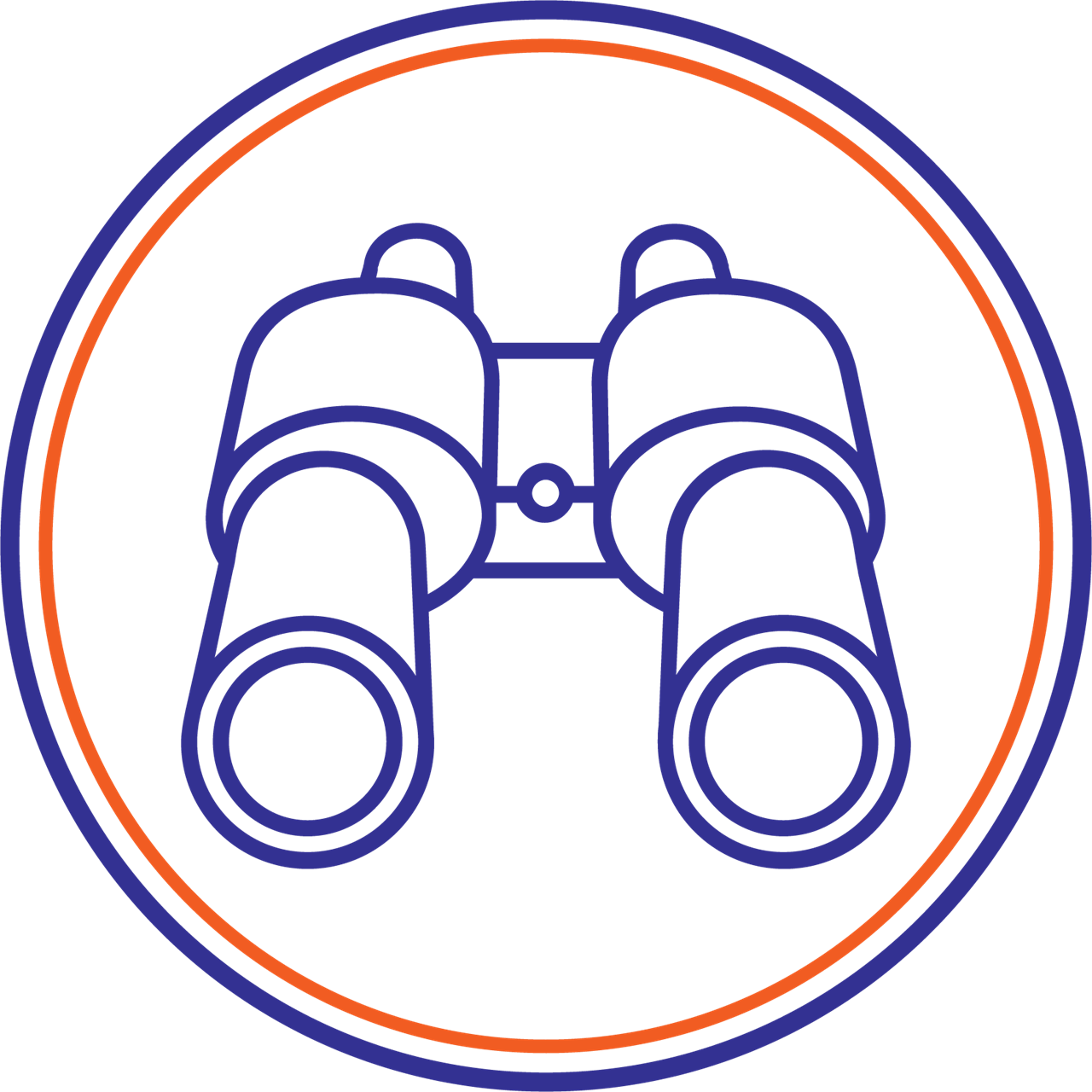A Logo Of Binoculars In A Circle