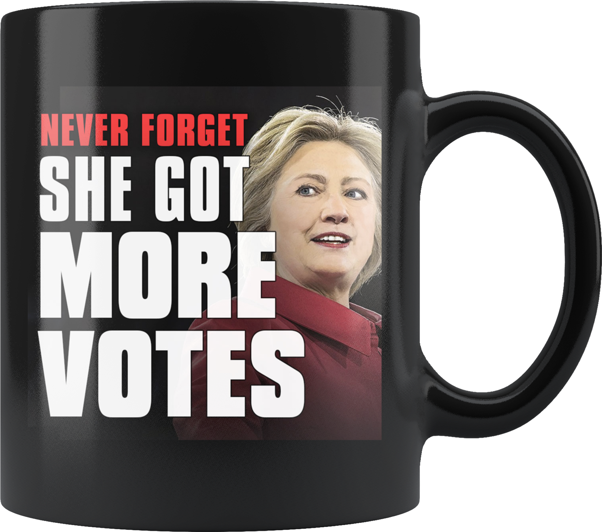 A Black Mug With A Picture Of A Woman