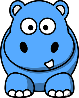 A Cartoon Of A Blue Hippo