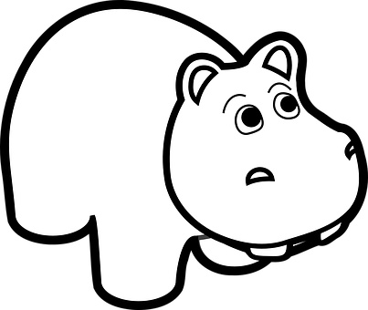 A White Cartoon Hippo With A Black Background