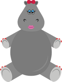 A Cartoon Hippo Sitting On A Black Background