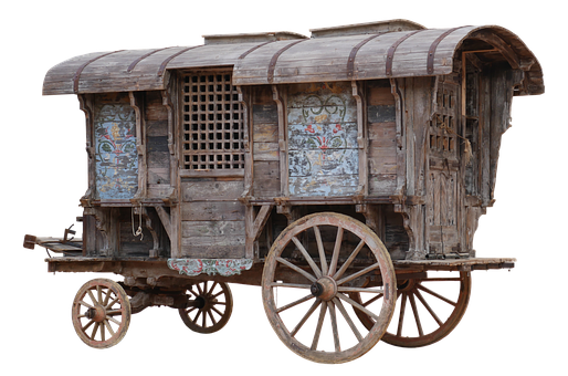 A Wooden Wagon With A Black Background