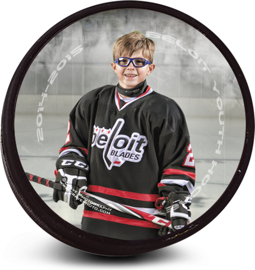 A Boy Wearing Glasses And Hockey Jersey