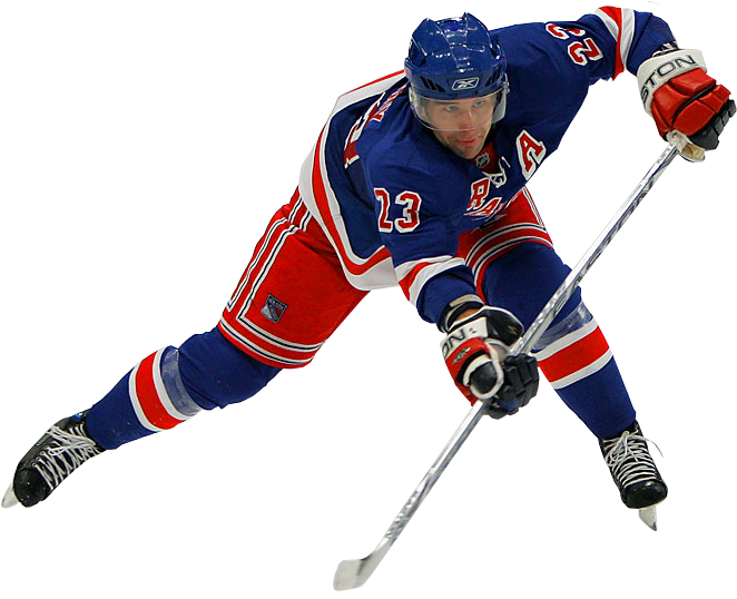 A Hockey Player In A Uniform With A Stick