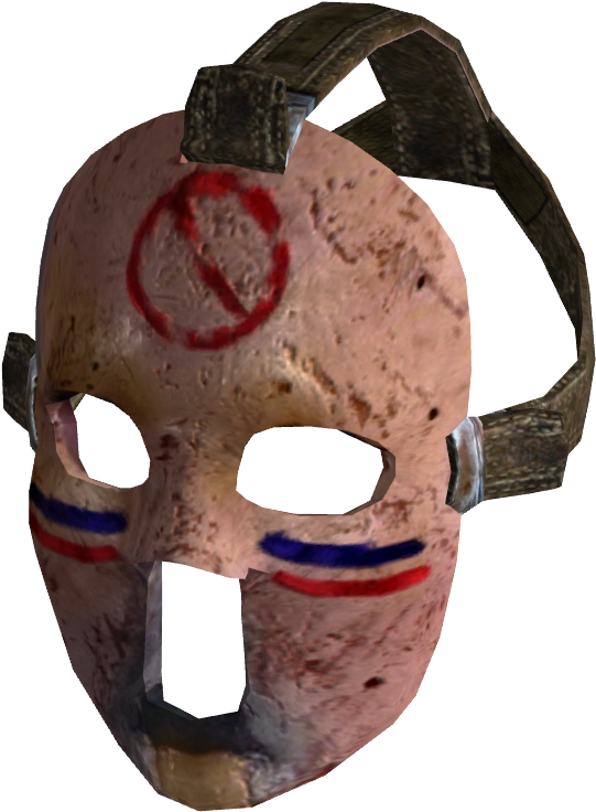 A Mask With Red And Blue Stripes