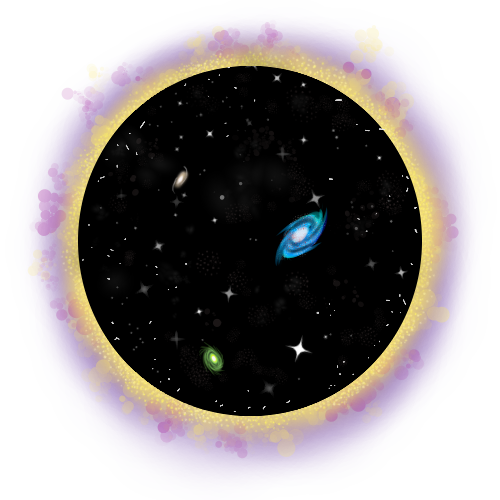 A Black Circle With Stars And A Blue Galaxy In The Middle