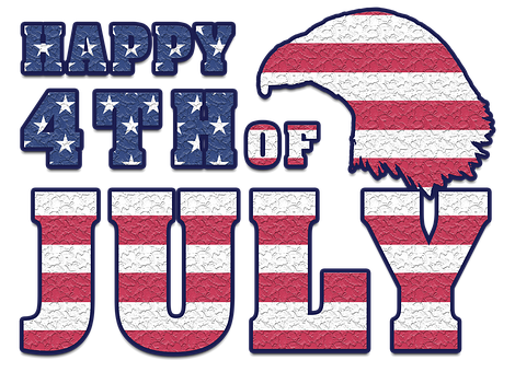A Red White And Blue Text With Stars And Stripes