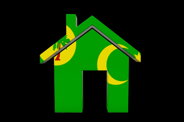 A Green House With Yellow And Green Designs