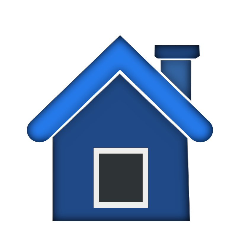 A Blue House With A Chimney