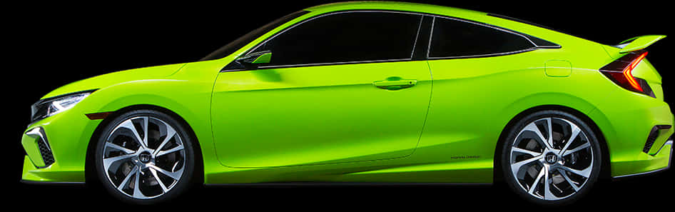 A Green Car With A Black Background