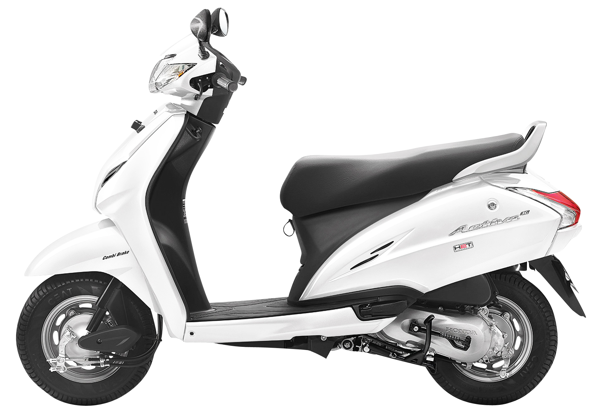 A White Scooter With Black Seat