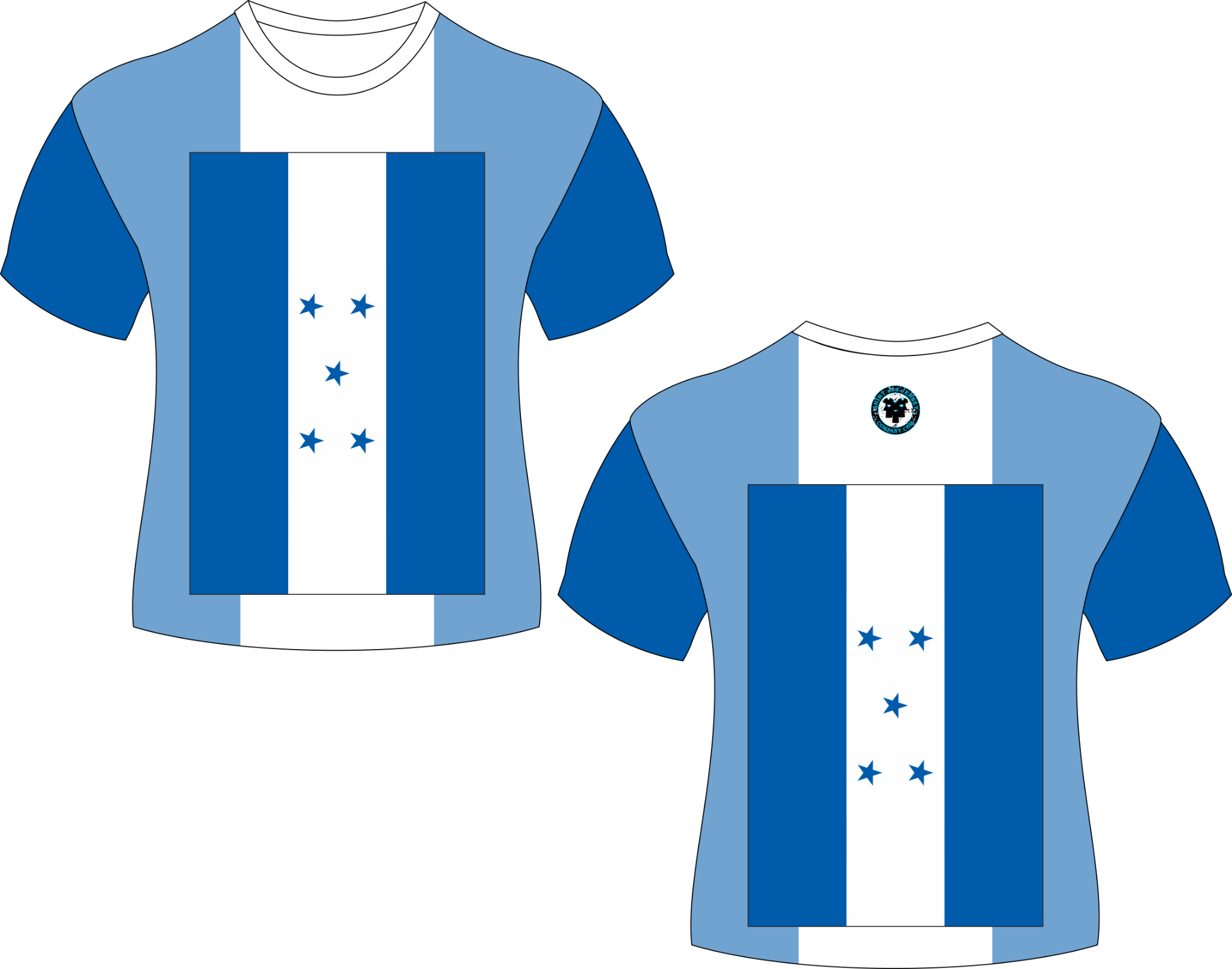 A Blue And White Shirt With White Stripes