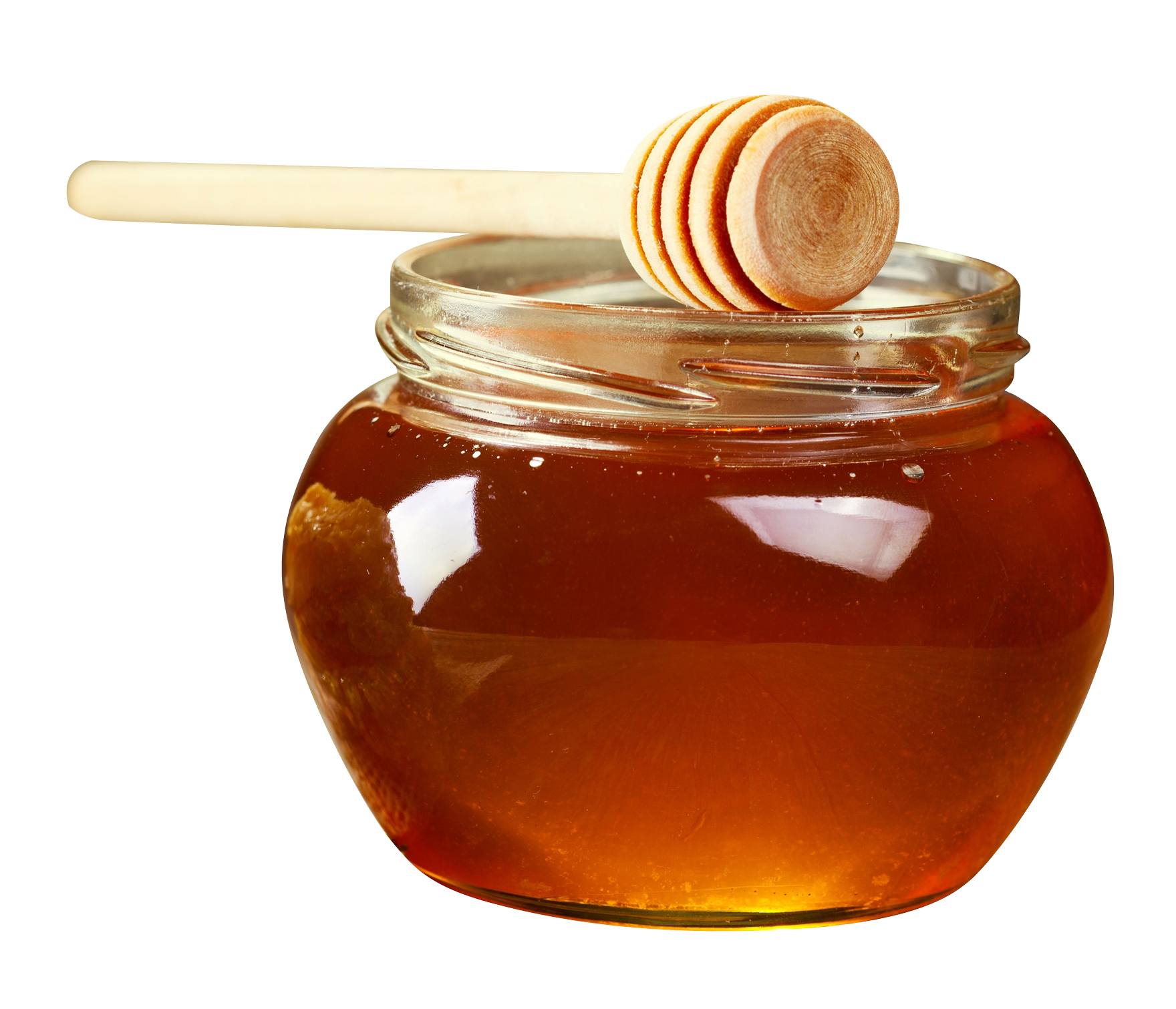 A Jar Of Honey With A Wooden Stick