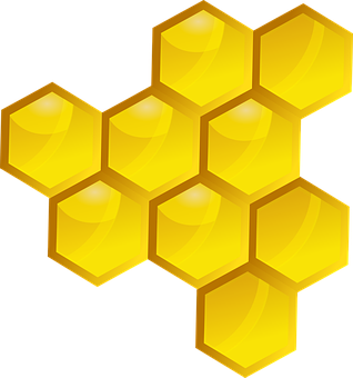 A Group Of Honeycombs On A Black Background