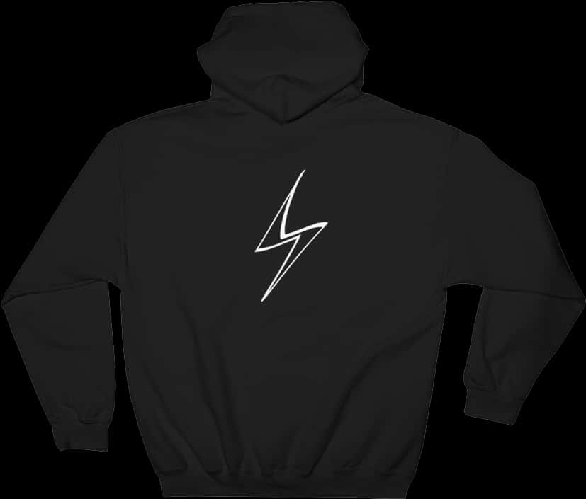 A Black Hoodie With A White Lightning Bolt On It