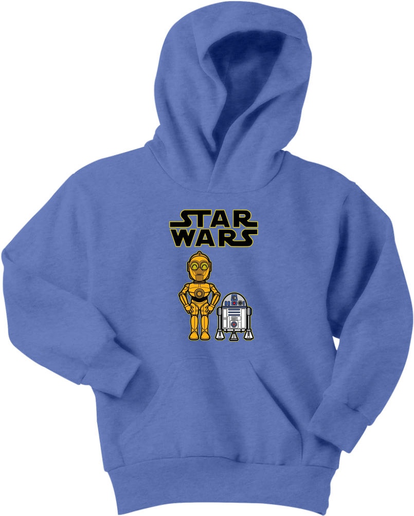 A Blue Hoodie With A Cartoon Character On It