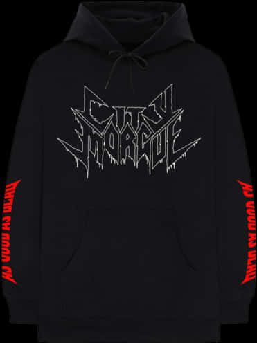 A Black Sweatshirt With Red Text