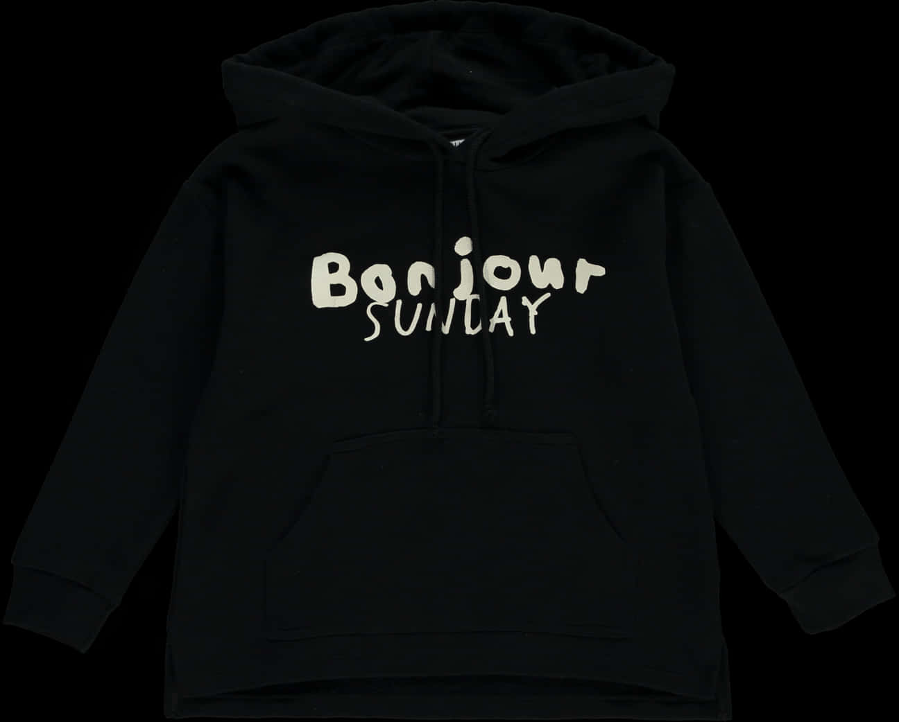 A Black Sweatshirt With White Text