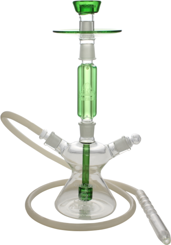 A Glass Hookah With A Green Tube