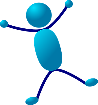 A Blue Stick Figure With Arms Extended
