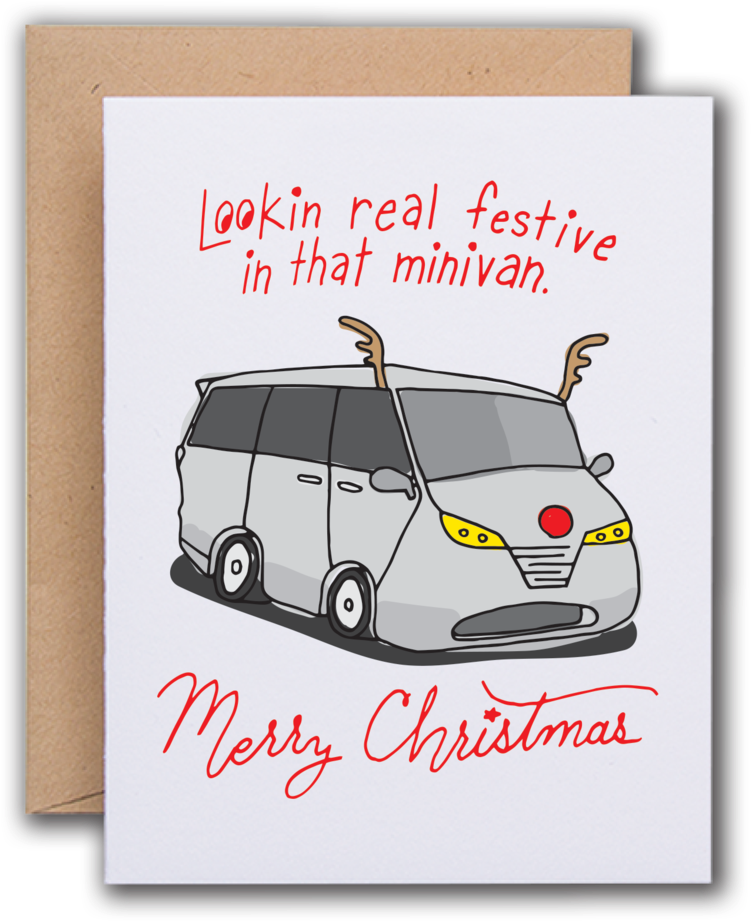 A Card With A Van And Text