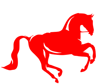Red Silhouette Of Horse