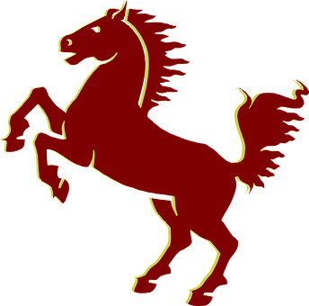 A Red Horse With Yellow Outline