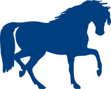A Blue Horse Silhouette On A Black Background