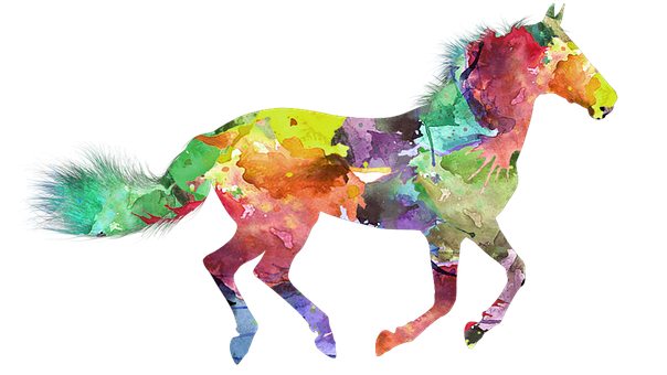 A Horse With Colorful Paint Splashes