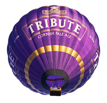 A Purple Hot Air Balloon With White Text