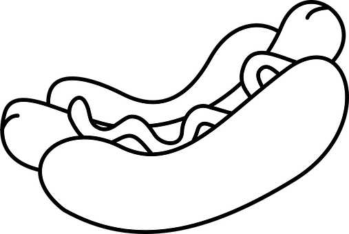 A Black And White Drawing Of A Hot Dog