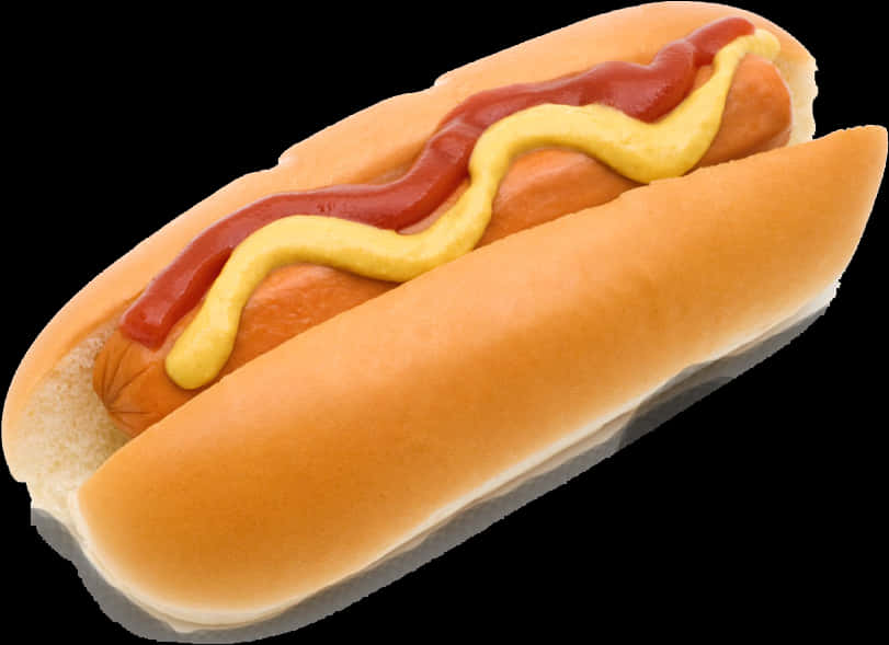 A Hot Dog With Ketchup And Mustard