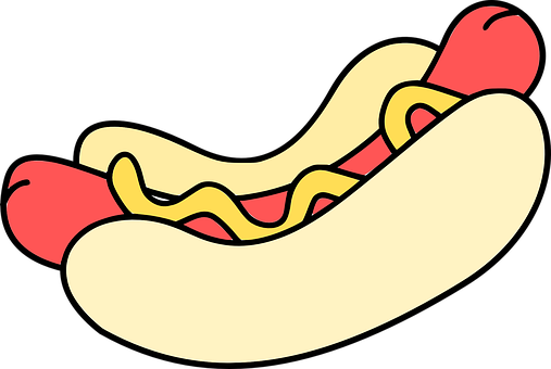 A Cartoon Hot Dog With Mustard