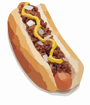 A Hot Dog With Chili And Mustard